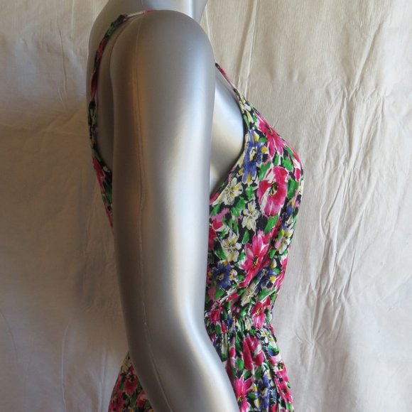 XXI Black with Magenta Flower Spaghetti Strap Dres - Picture 5 of 8